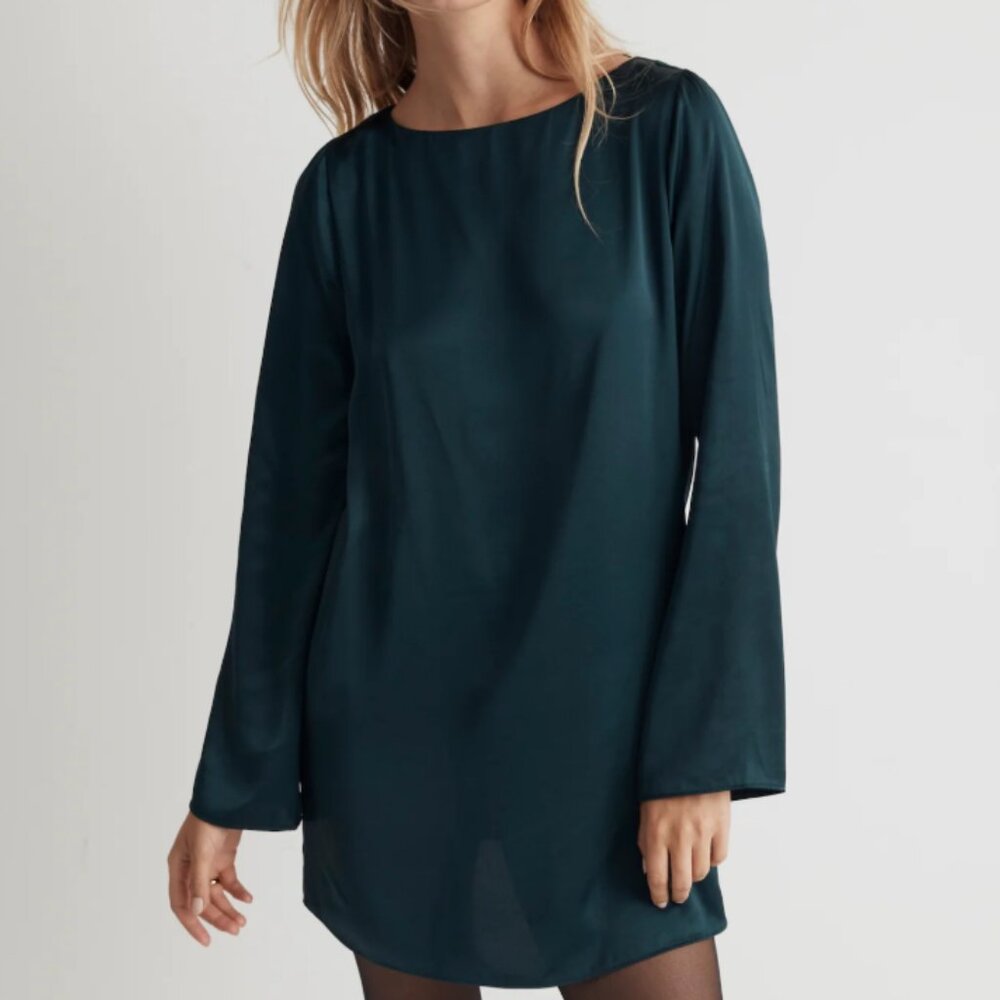 Elegant Teal Long Sleeve Dress